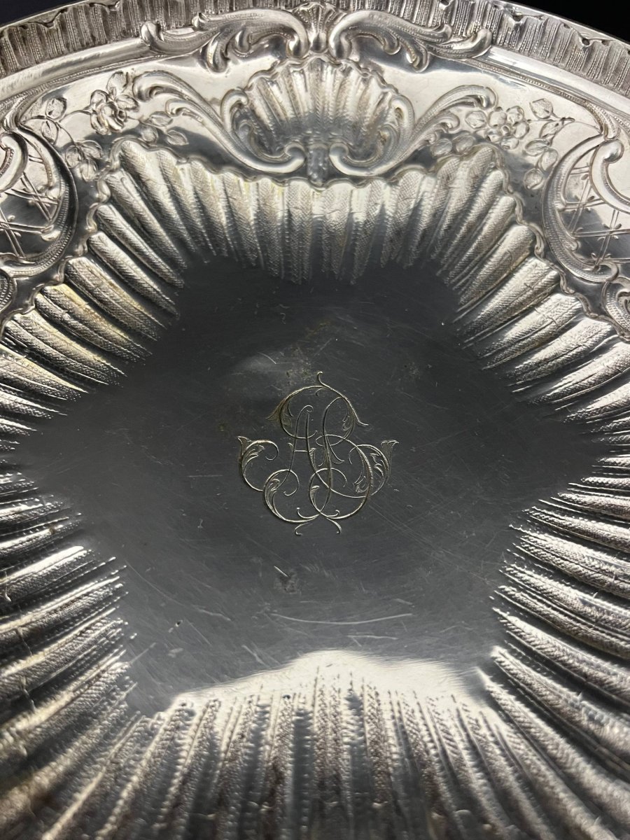 Silver-plated Metal Footed Bowl With Rocaille Decoration, Napoleon III Period-photo-4