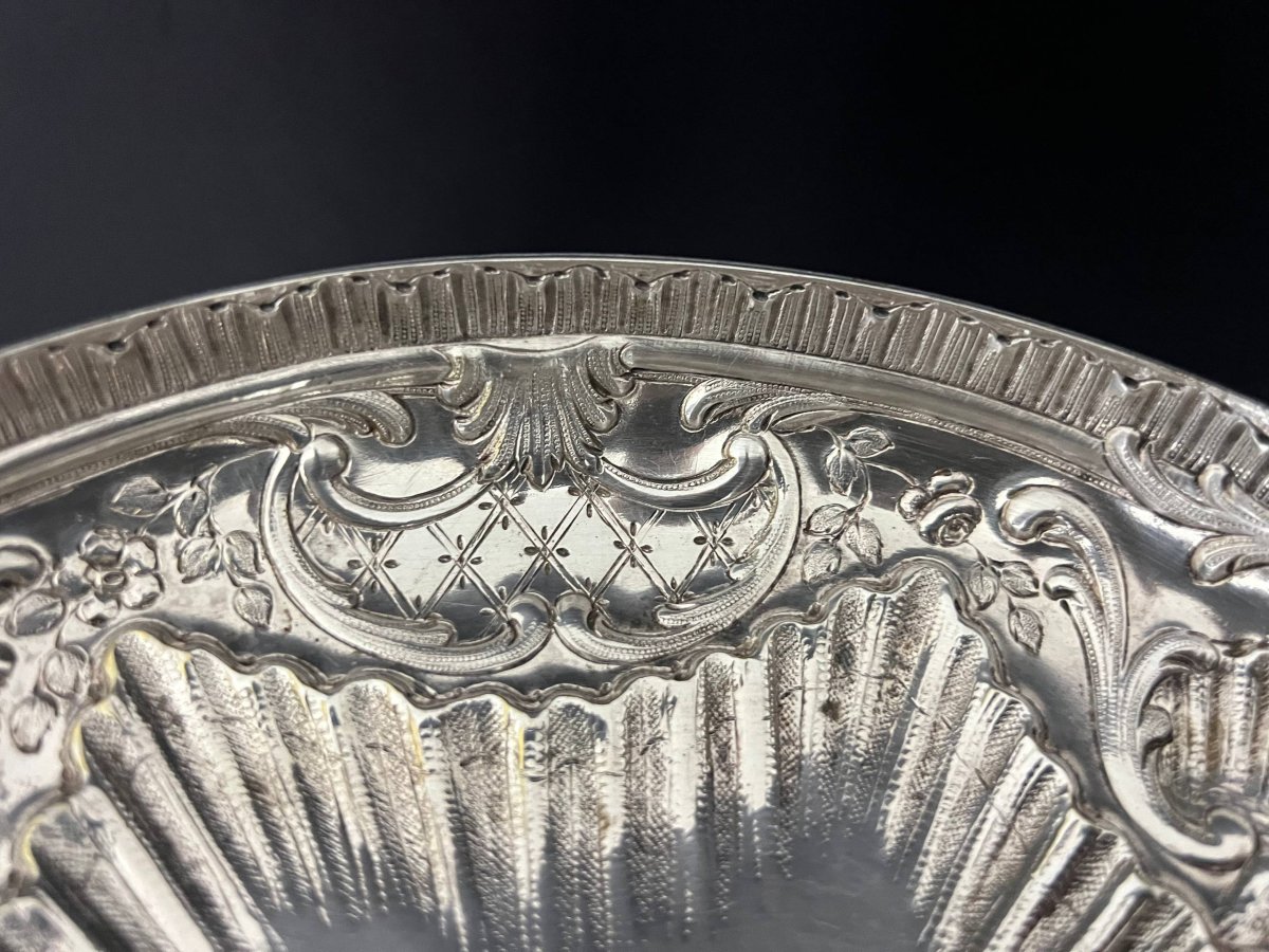 Silver-plated Metal Footed Bowl With Rocaille Decoration, Napoleon III Period-photo-3