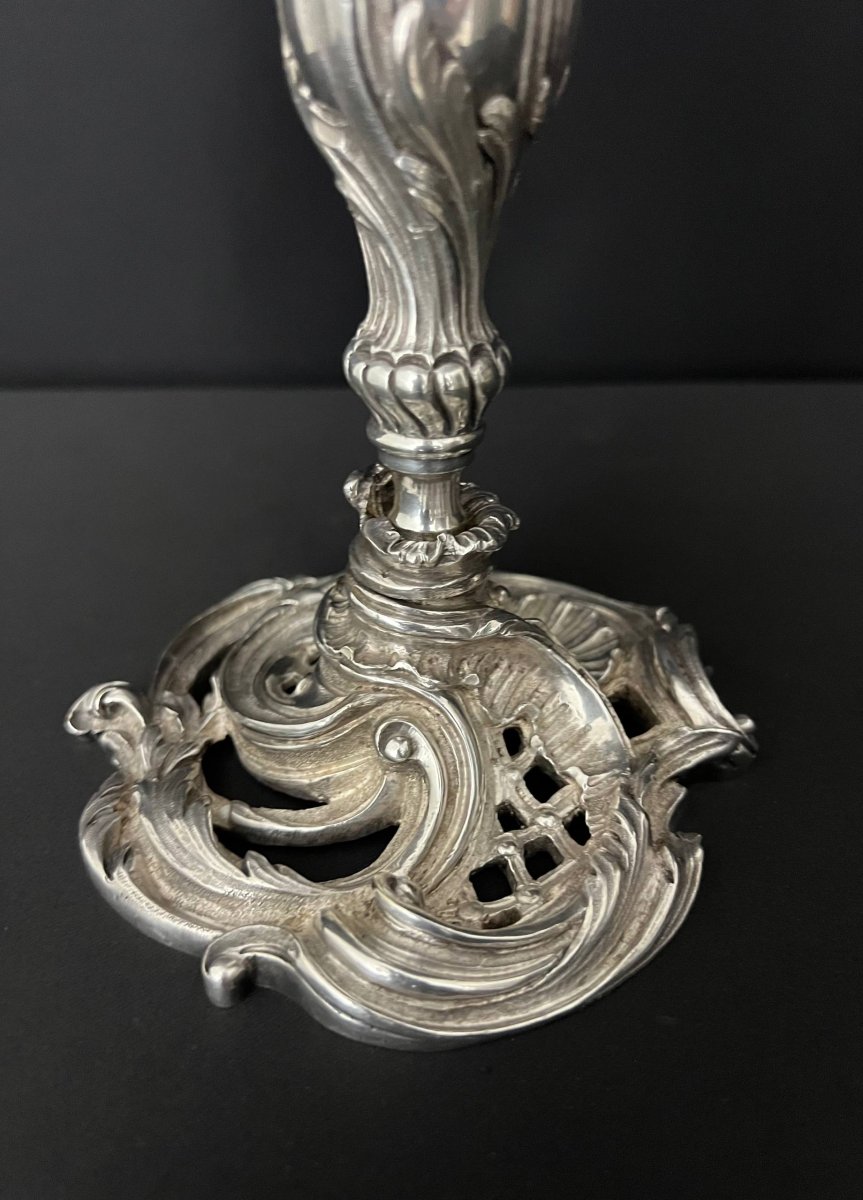 Silver-plated Metal Footed Bowl With Rocaille Decoration, Napoleon III Period-photo-4