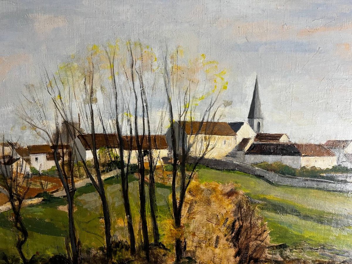 Luc Tullat (1895-1984) – Paysage de village français, huile sur toile-photo-2