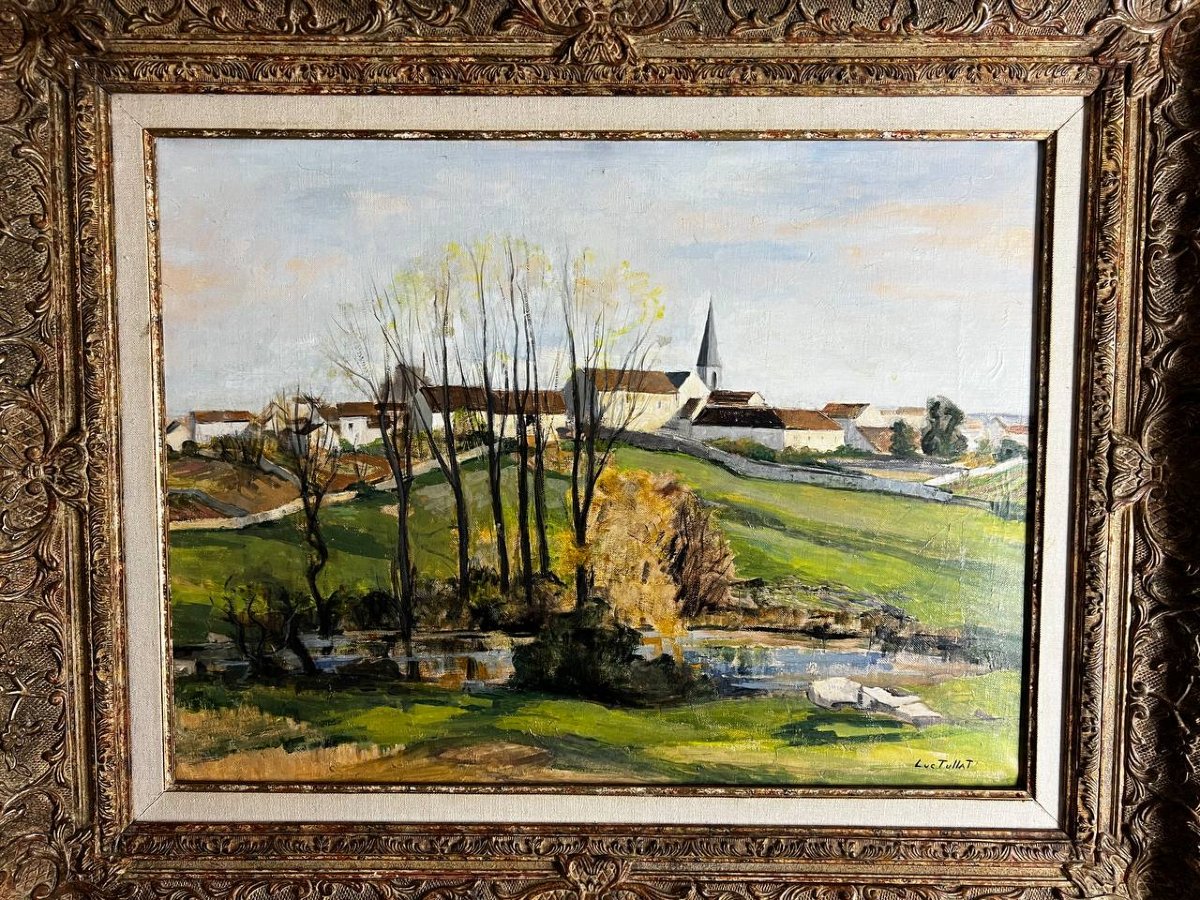 Luc Tullat (1895-1984) – Paysage de village français, huile sur toile-photo-5