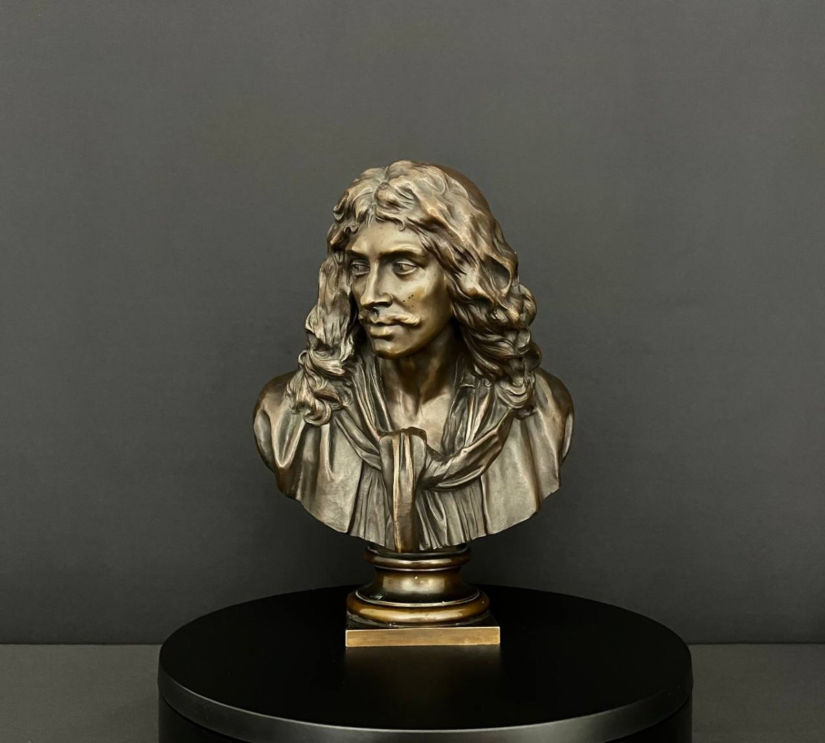 Buste en bronze de Molière – F. Barbedienne, XIXe siècle-photo-4