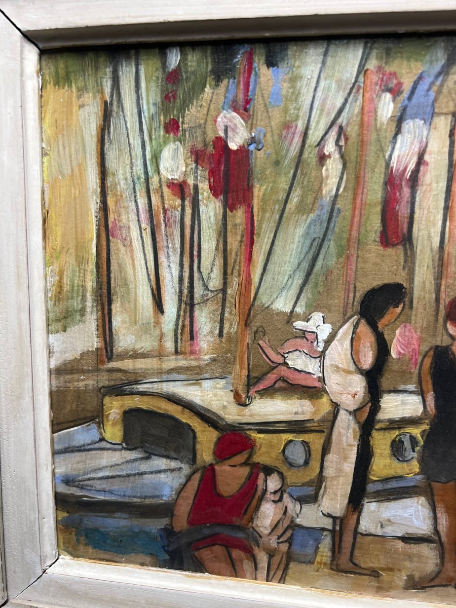 Henri Bargin – « Villefranche-sur-Mer » – Huile sur panneau-photo-3