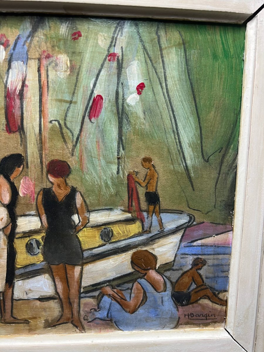 Henri Bargin – « Villefranche-sur-Mer » – Huile sur panneau-photo-4