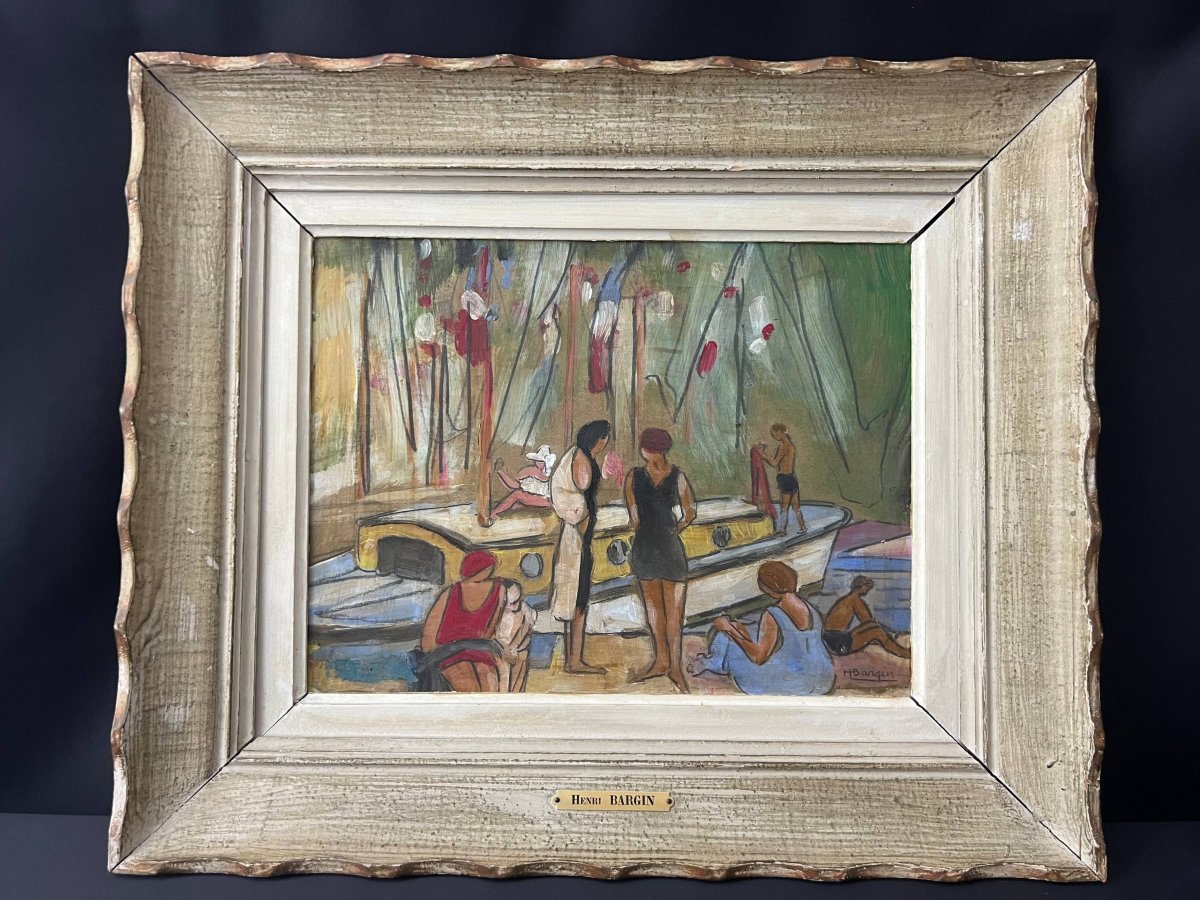 Henri Bargin – « Villefranche-sur-Mer » – Huile sur panneau-photo-1