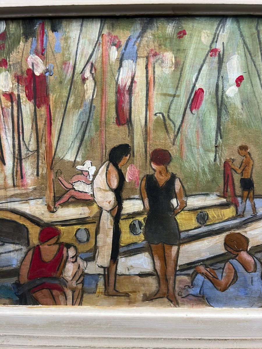 Henri Bargin – « Villefranche-sur-Mer » – Huile sur panneau-photo-6