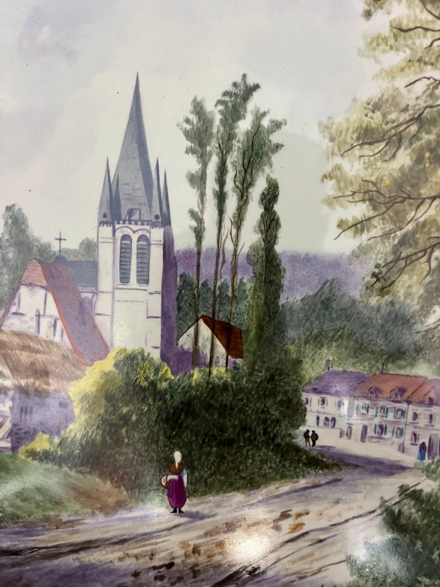 Porcelain Painting, Lively Landscape Signed “thérèse,” 1883-photo-2