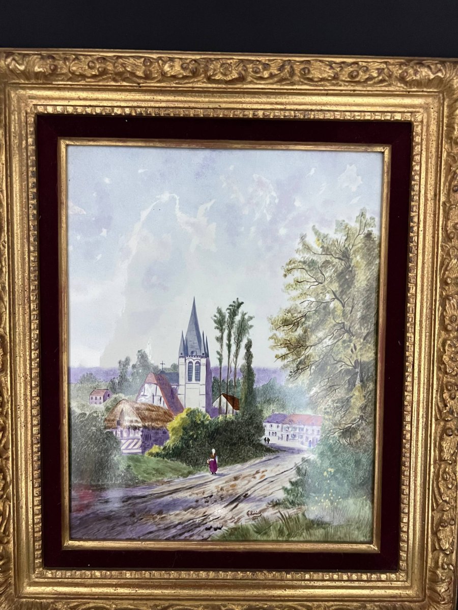 Porcelain Painting, Lively Landscape Signed “thérèse,” 1883-photo-4