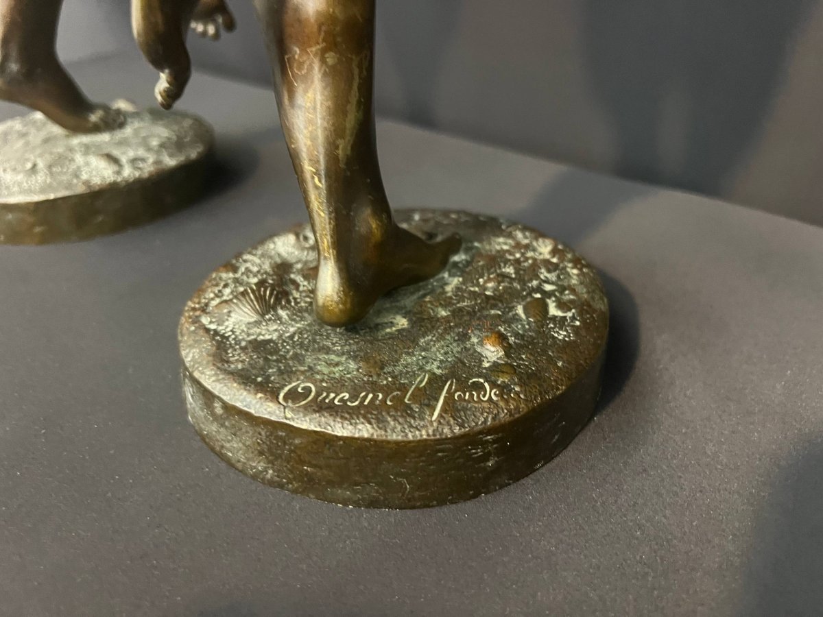 Deux statuettes en bronze signées Francisque J. Duret et Édouard Quesnel, XIXe siècle-photo-6