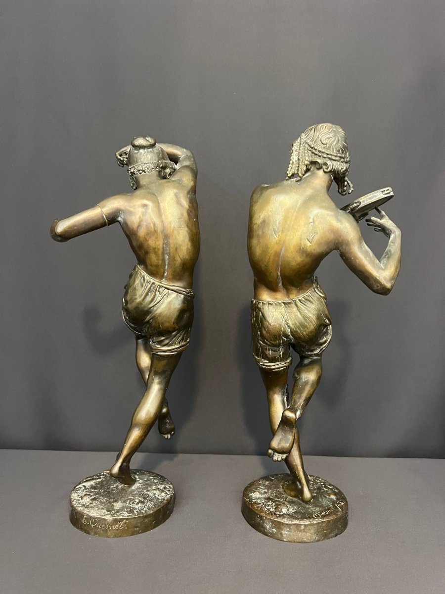 Deux statuettes en bronze signées Francisque J. Duret et Édouard Quesnel, XIXe siècle-photo-7