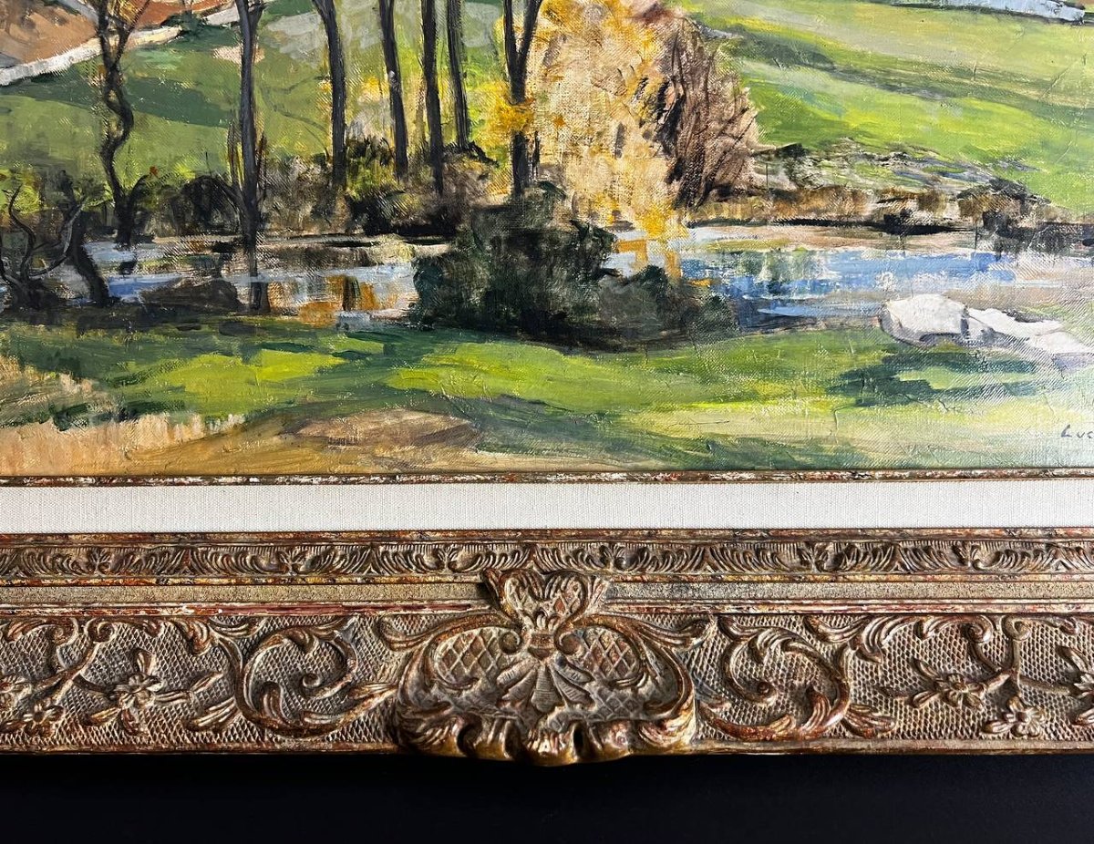 Luc Tullat (1895-1984) – Paysage de village français, huile sur toile-photo-5