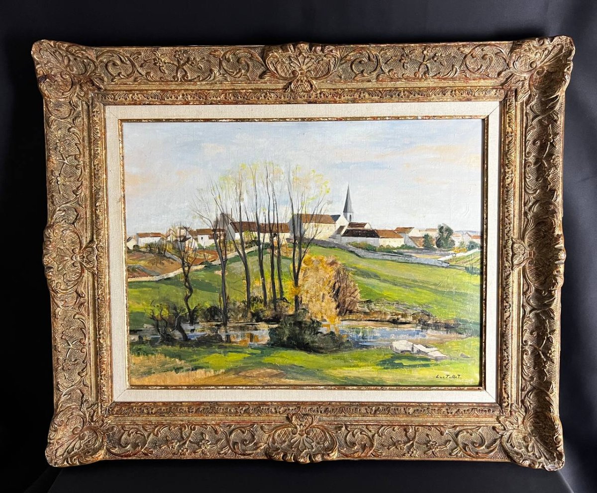 Luc Tullat (1895-1984) – Paysage de village français, huile sur toile-photo-7