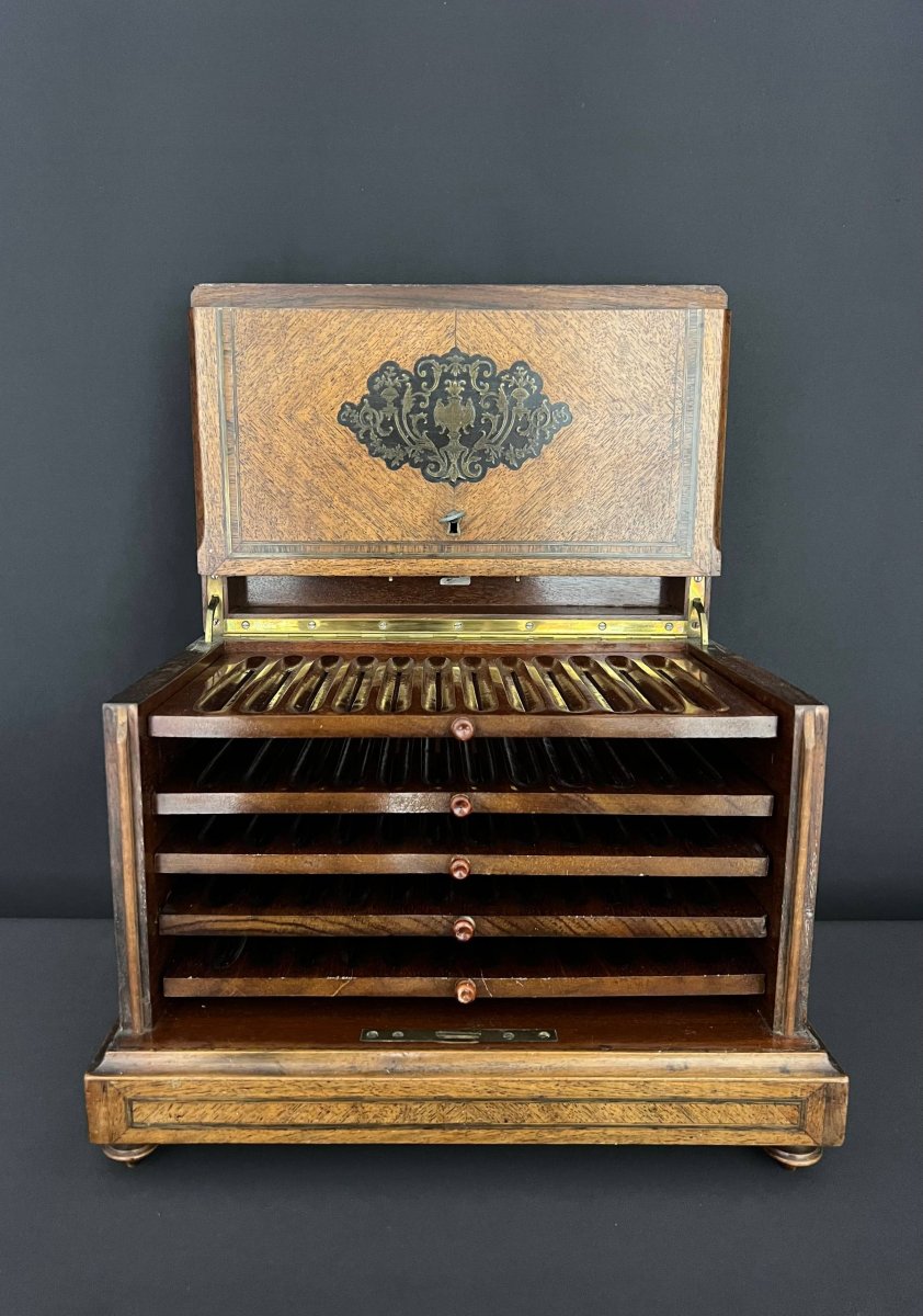 Napoleon III Cigar Humidor With Marquetry -photo-3
