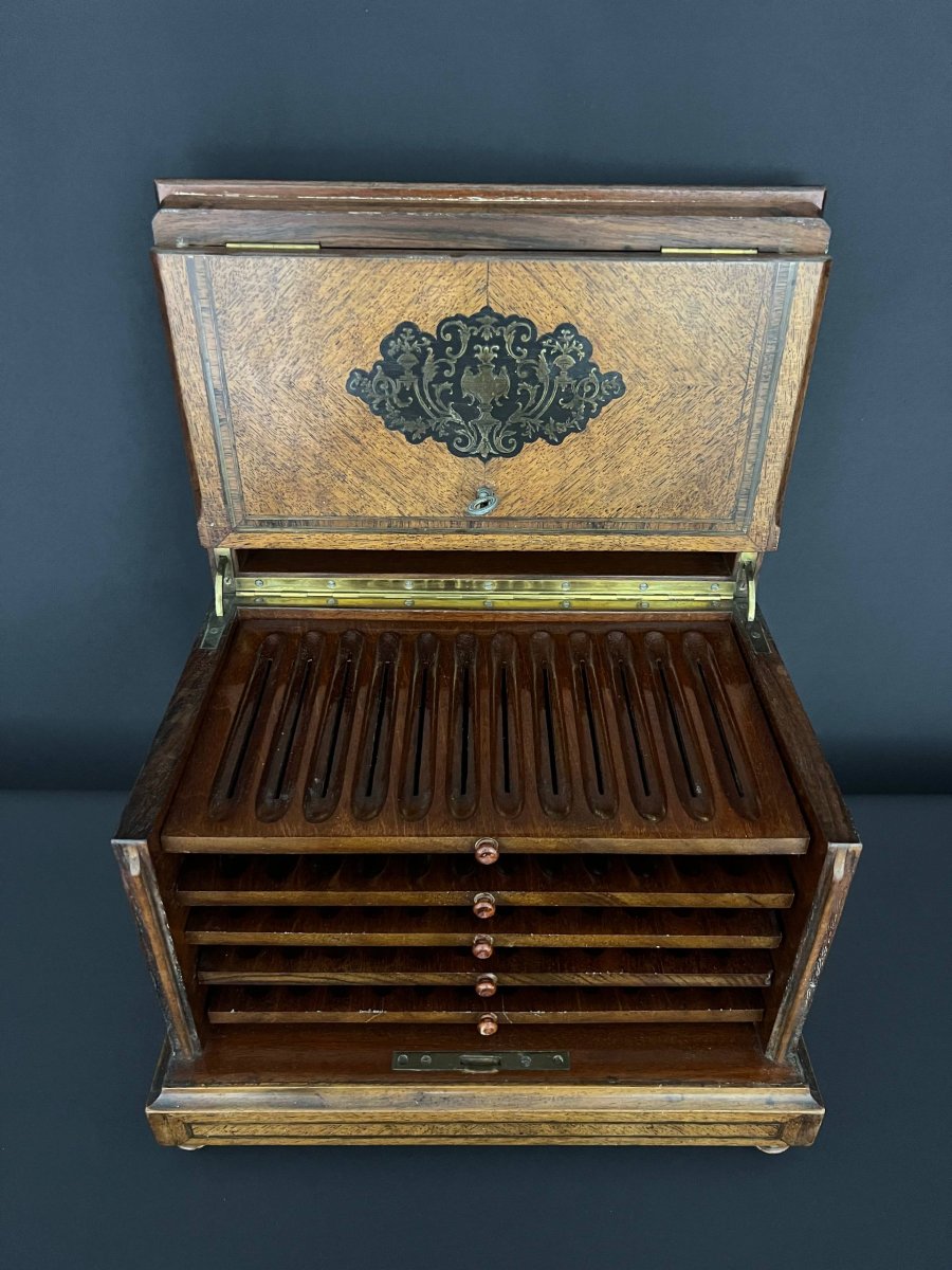 Napoleon III Cigar Humidor With Marquetry -photo-4