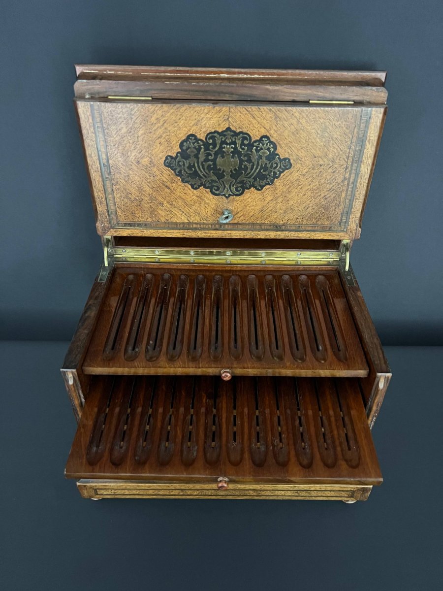 Napoleon III Cigar Humidor With Marquetry -photo-2