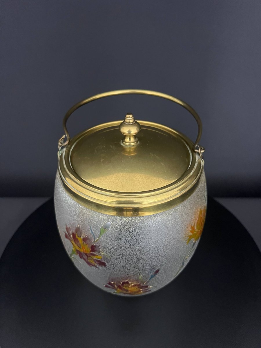 Baccarat – Enameled Crystal Cookie Jar, Acid-etched-photo-4