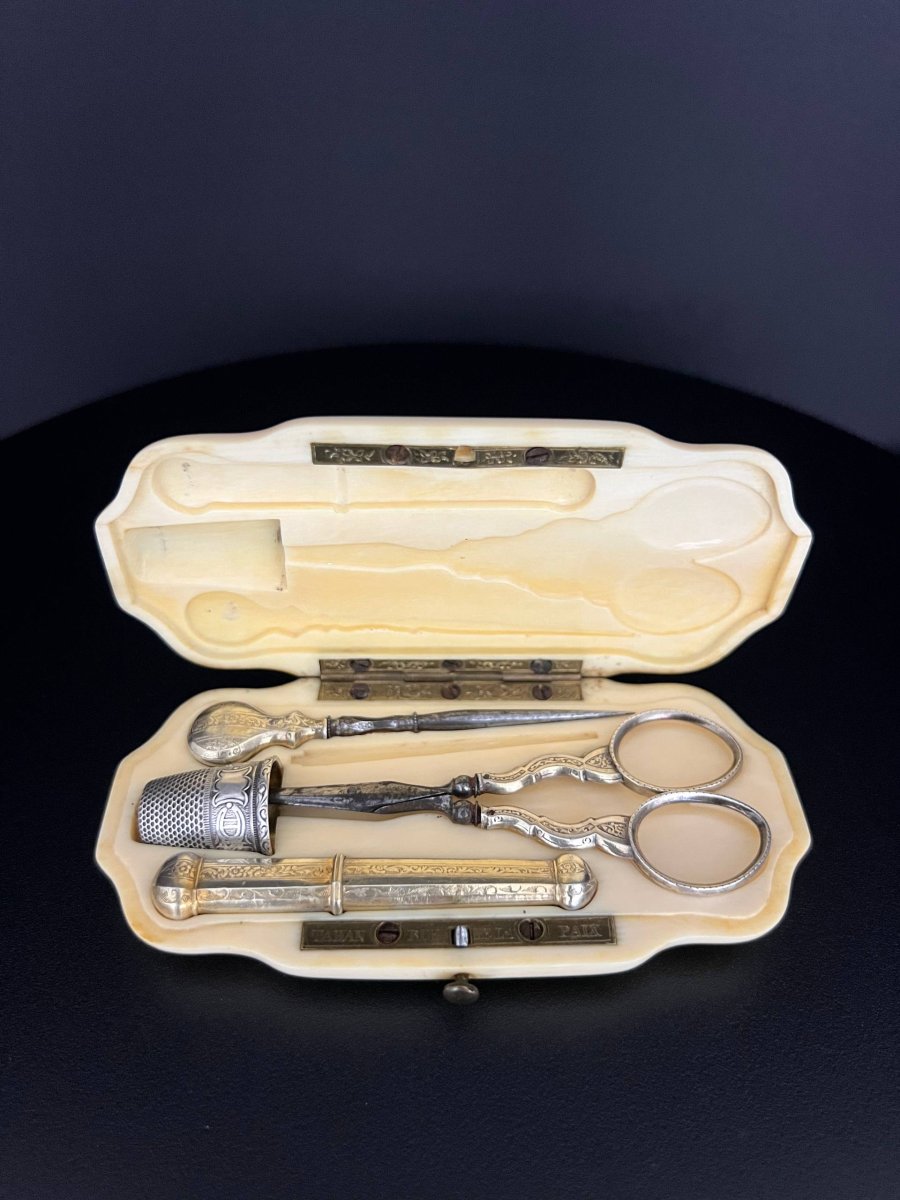 Vermeil Sewing Kit By Tahan, Paris – 19th Century-photo-5