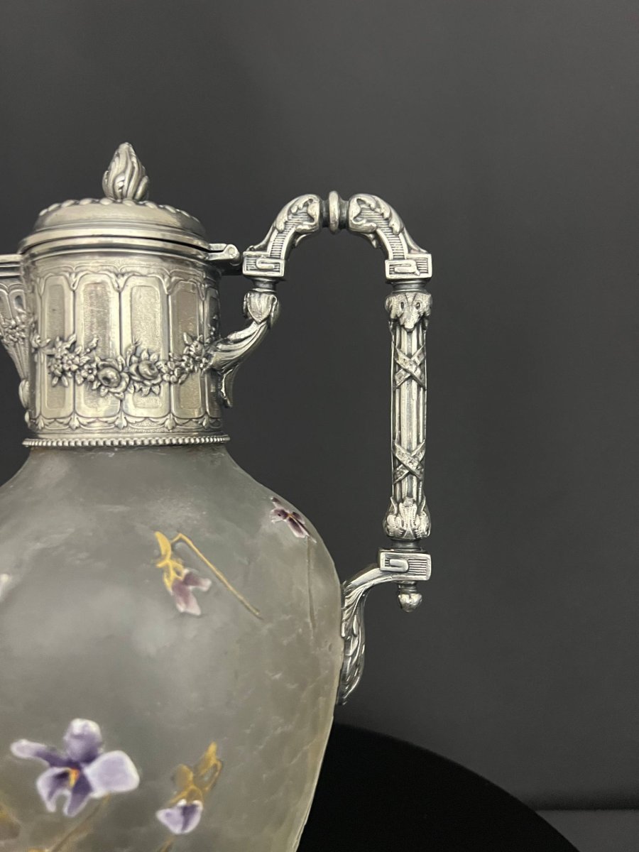 Carafe en verre givré à décor émaillé, Legras - Victor Saglier-photo-4