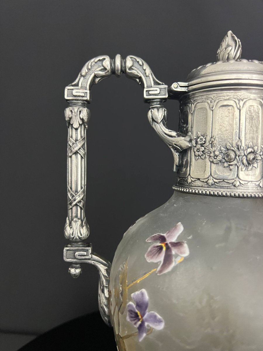 Carafe en verre givré à décor émaillé, Legras - Victor Saglier-photo-6