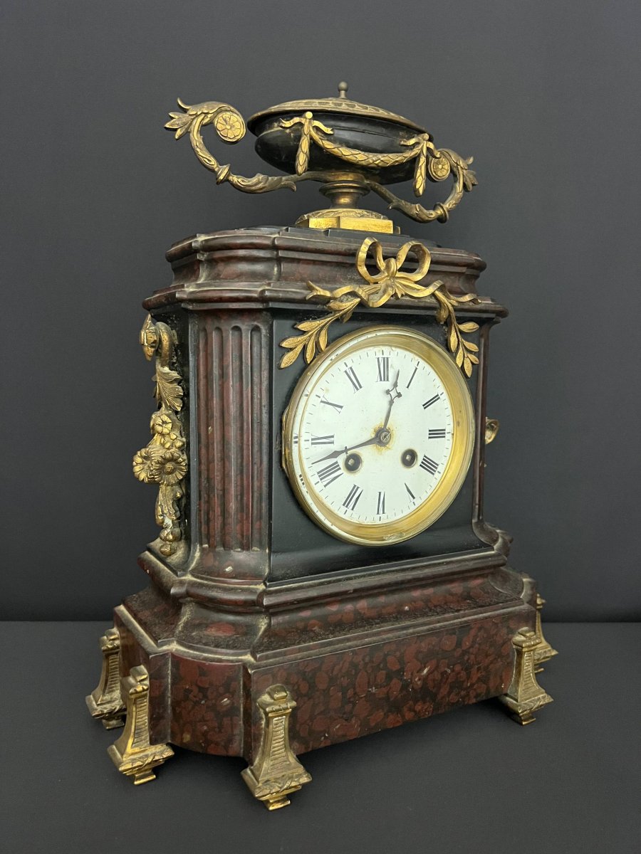 Napoleon III Mantel Clock With Neoclassical Decoration-photo-2