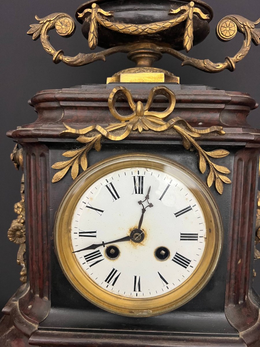 Napoleon III Mantel Clock With Neoclassical Decoration-photo-1