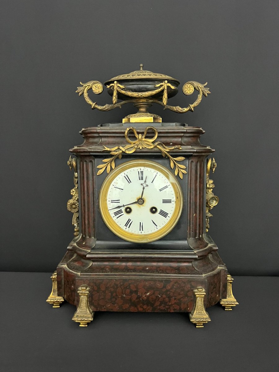 Napoleon III Mantel Clock With Neoclassical Decoration