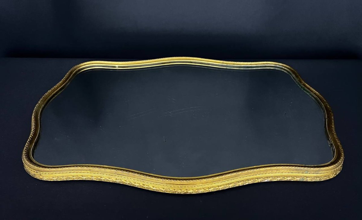 Plateau de service en miroir et métal doré, style Louis XV-photo-4