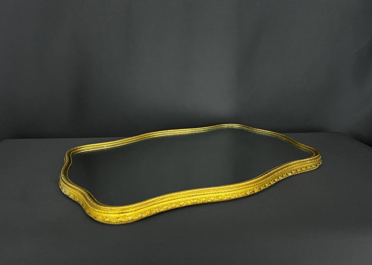 Plateau de service en miroir et métal doré, style Louis XV-photo-2