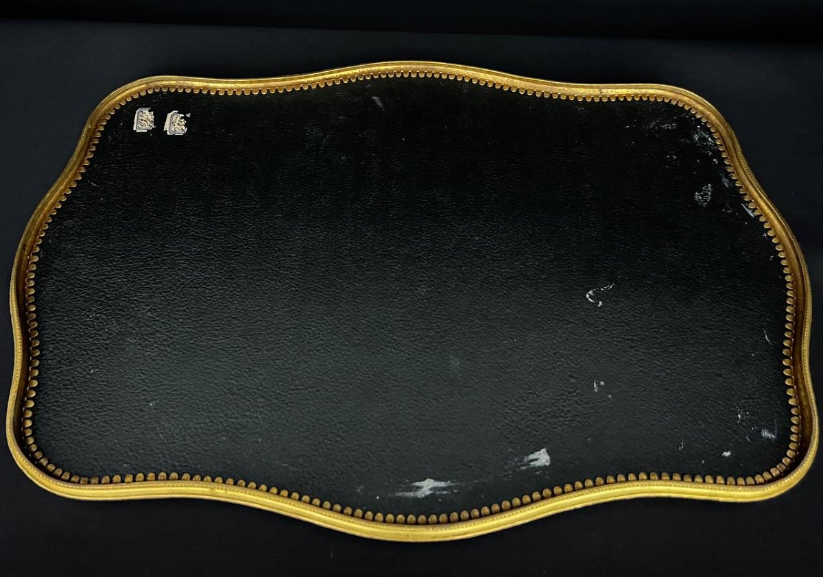 Plateau de service en miroir et métal doré, style Louis XV-photo-3