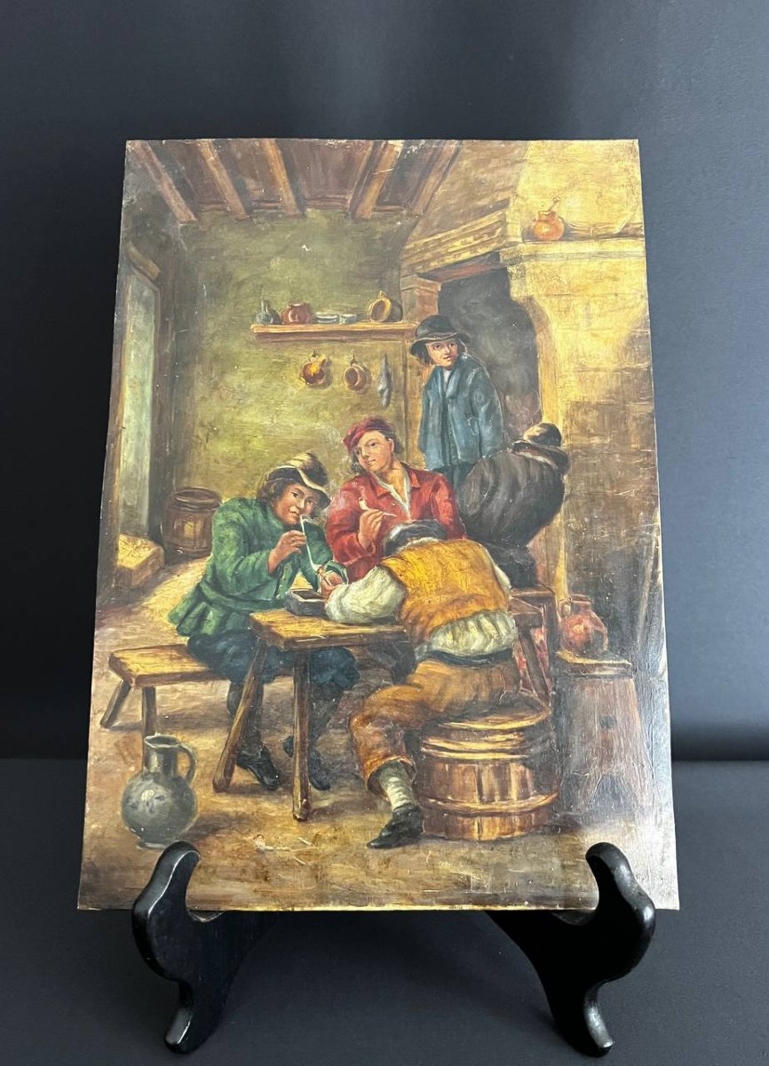 Tavern Scene – 19th-century Flemish School-photo-2