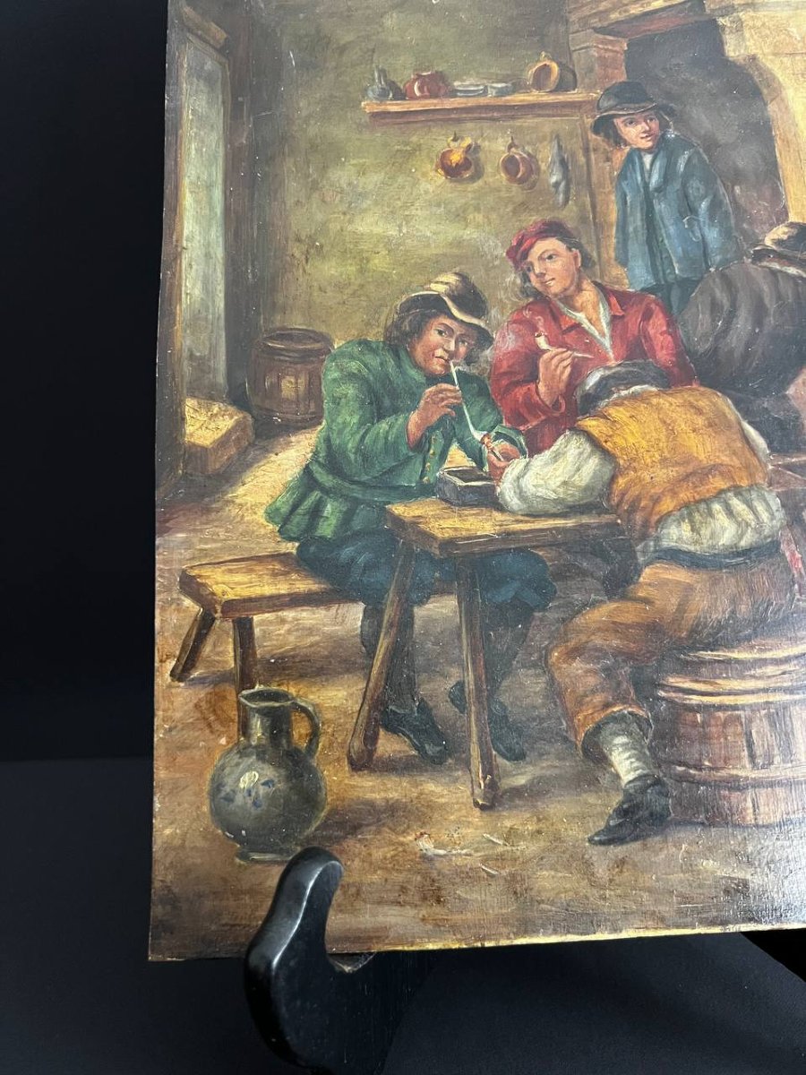 Tavern Scene – 19th-century Flemish School-photo-3