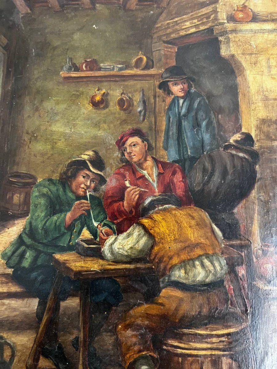 Tavern Scene – 19th-century Flemish School-photo-5