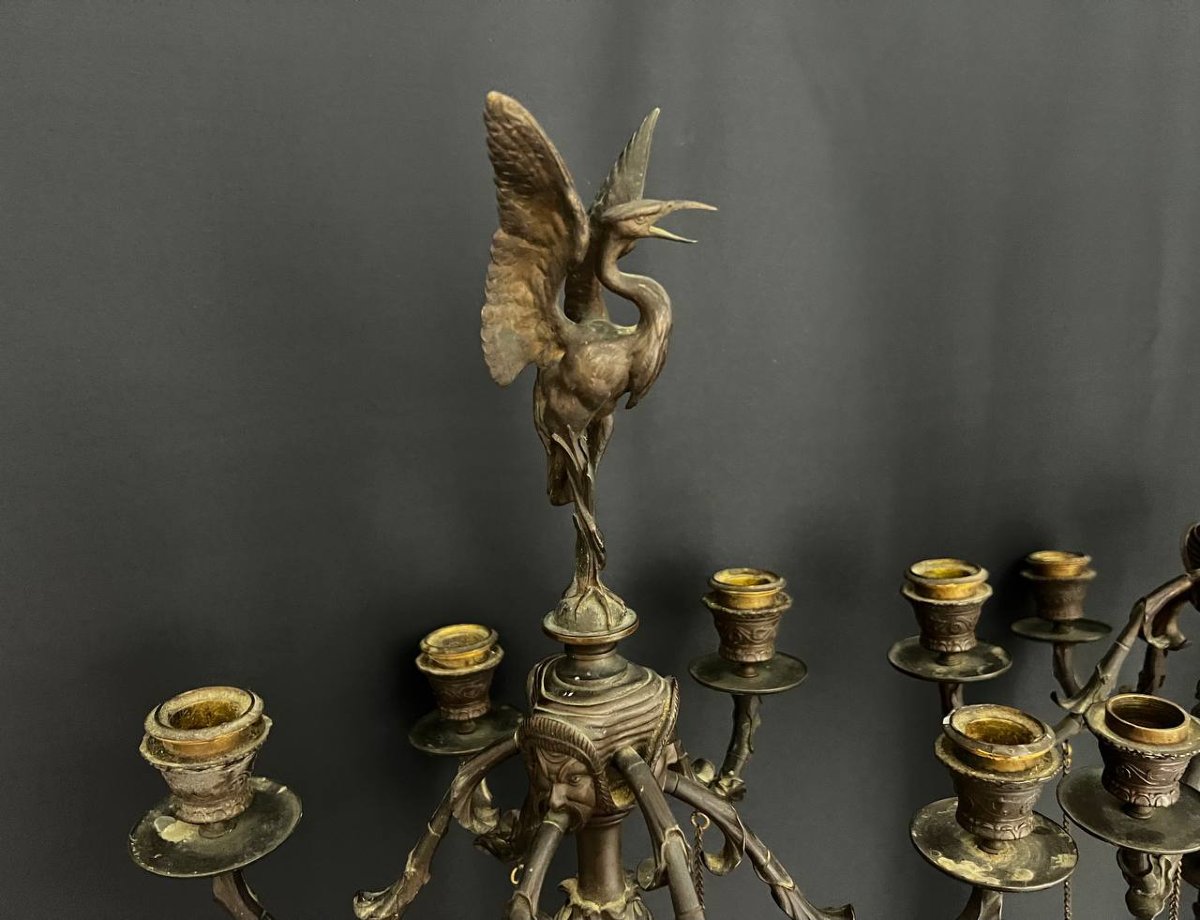 An Exceptional Pair Of Large Candelabra In Patinated And Gilded Bronze, From The Napoleon III Period-photo-5