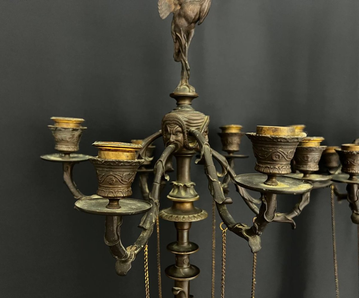 An Exceptional Pair Of Large Candelabra In Patinated And Gilded Bronze, From The Napoleon III Period-photo-8