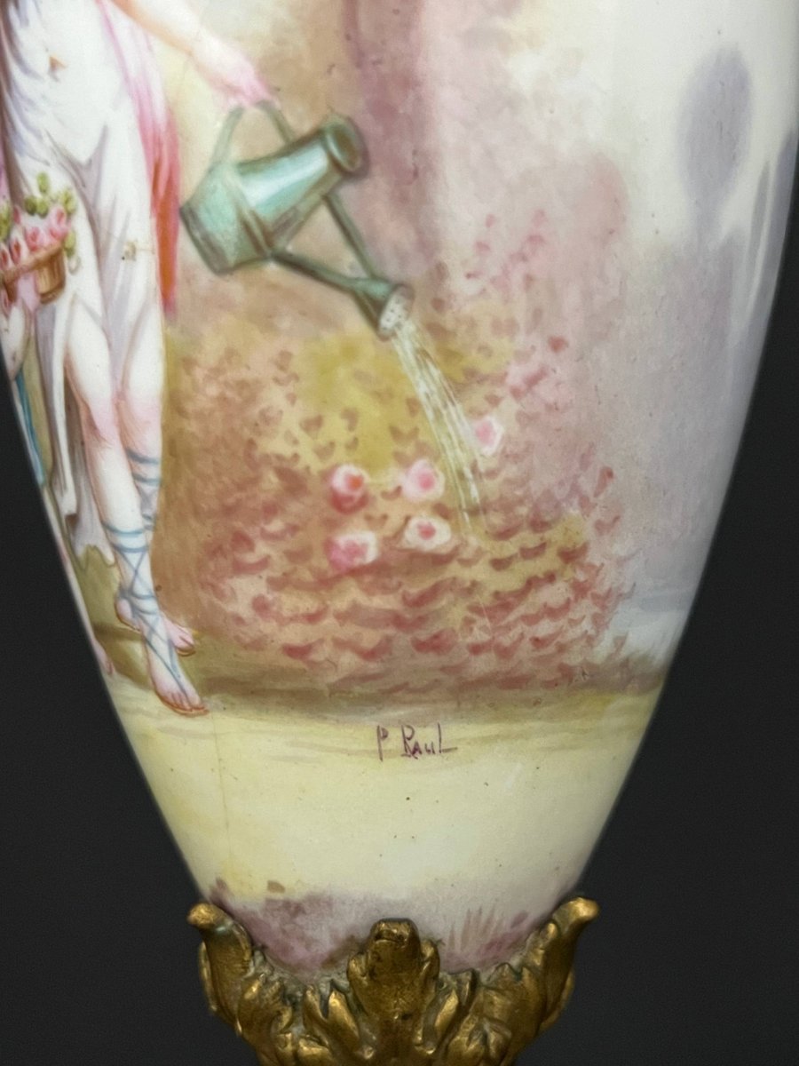 Aiguière décorative en porcelaine peinte, monture en bronze doré-photo-4