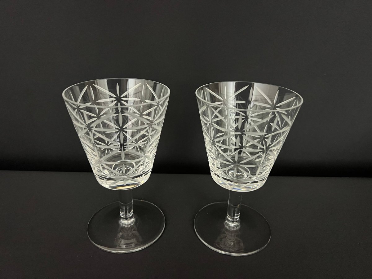 Hermès Paris – Paire de verres à vin en cristal – Modèle Tam Tam-photo-4