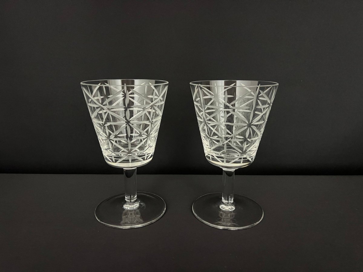 Hermès Paris – Paire de verres à vin en cristal – Modèle Tam Tam