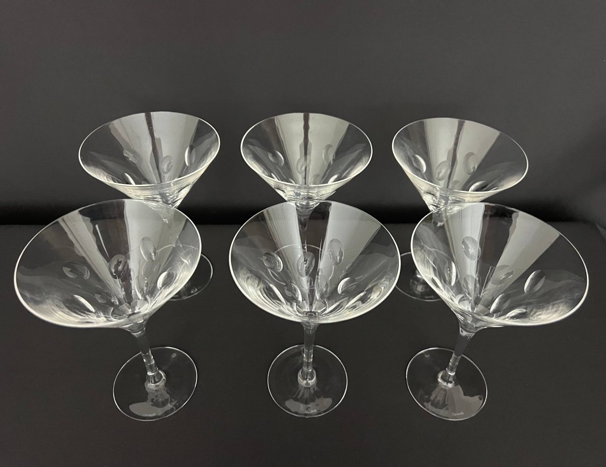 Christofle Paris – 6 Crystal Martini Glasses, Cluny Model-photo-2