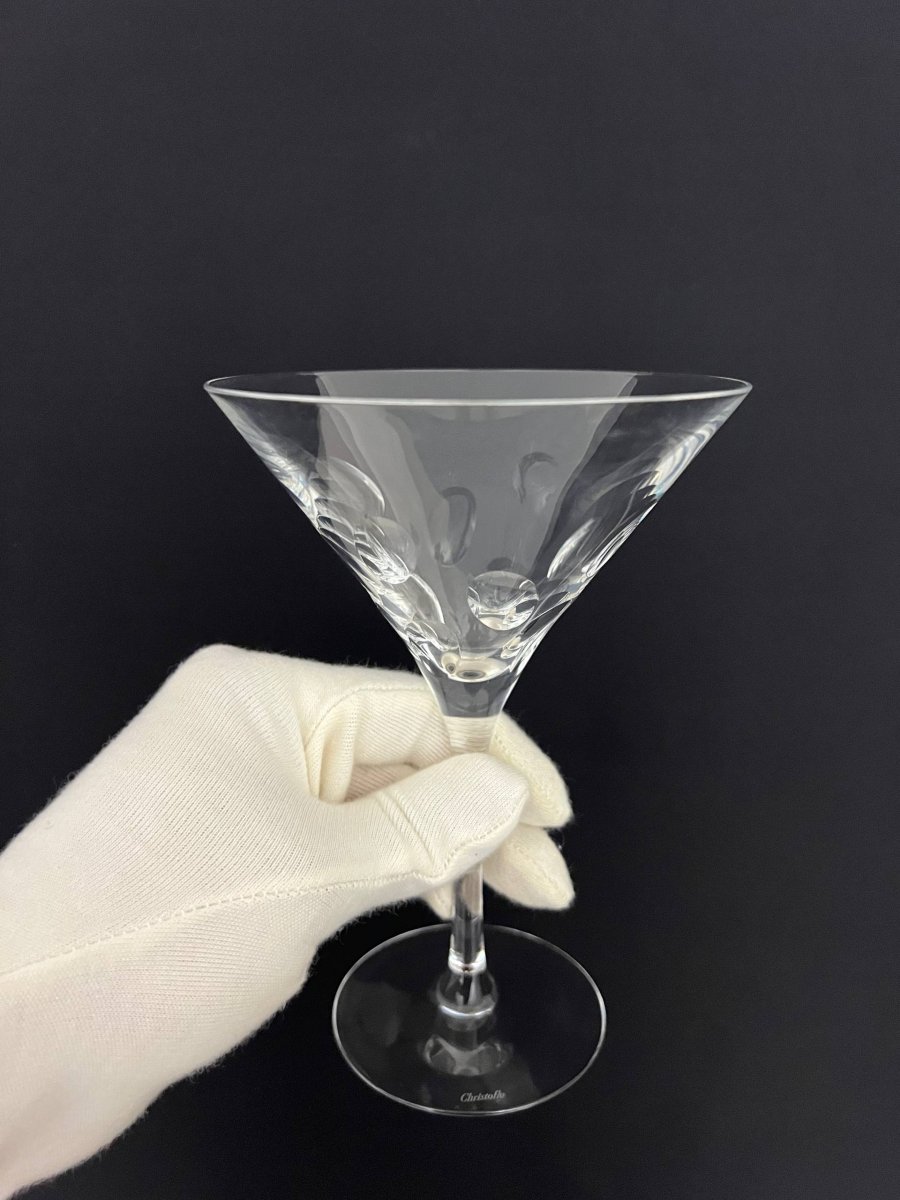 Christofle Paris – 6 Crystal Martini Glasses, Cluny Model-photo-3