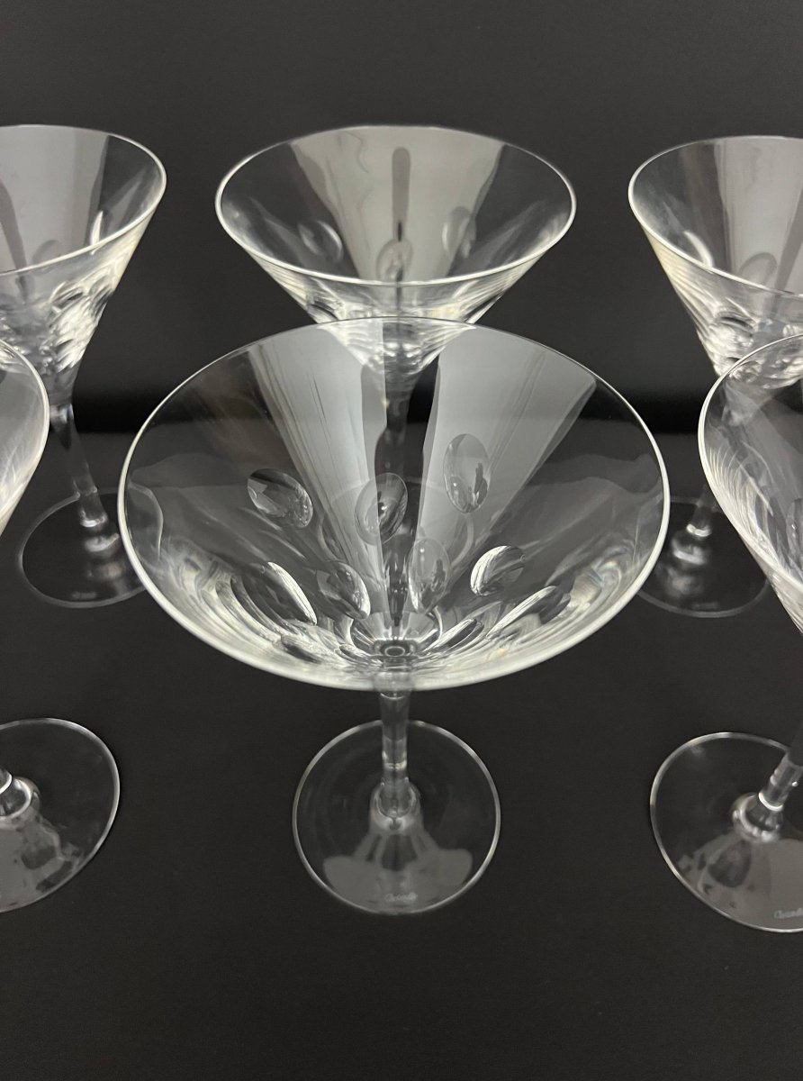 Christofle Paris – 6 Crystal Martini Glasses, Cluny Model-photo-1
