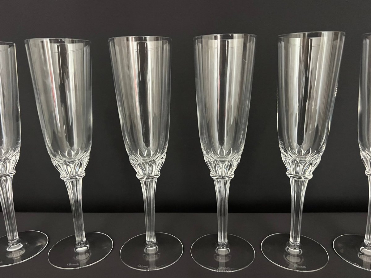 Christofle Paris – Suite de 6 flûtes à champagne en cristal – Modèle Osiris-photo-3