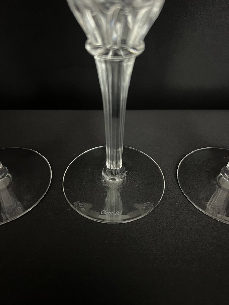 Christofle Paris – Suite de 6 flûtes à champagne en cristal – Modèle Osiris-photo-4