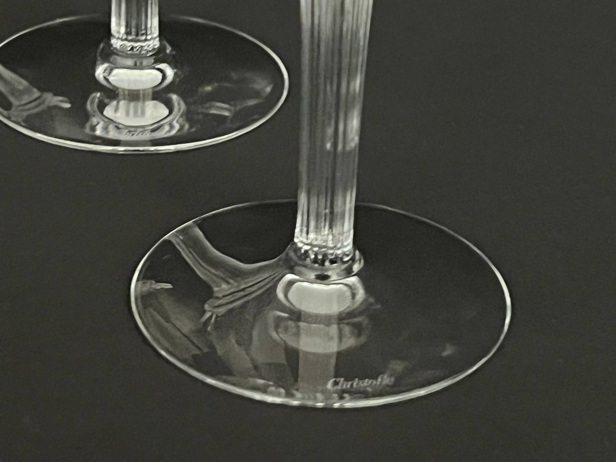 Christofle Paris – Suite de 6 flûtes à champagne en cristal – Modèle Osiris-photo-1