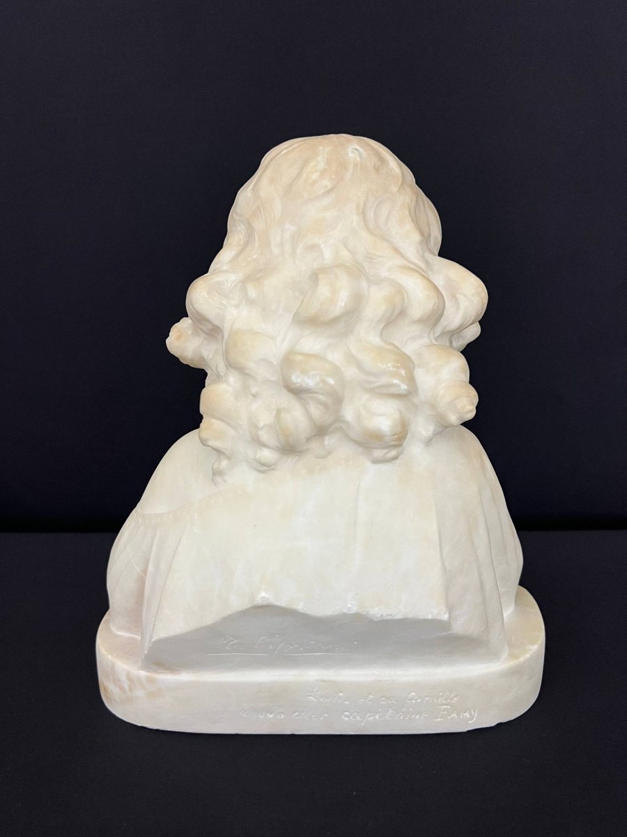 Sculpture ancienne en marbre blanc – T. Cipriani XIXe – Allégorie de l’Écriture-photo-1