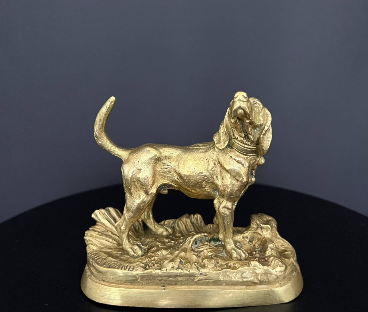 Gilded Bronze Hunting Dog Signed By Alfred Dubucand – 19th Century