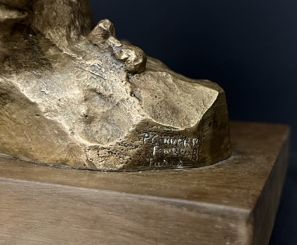 Edwin Bucher (1879–1968). “two Goats Squabbling,” Bronze Group With A Gold Patina-photo-4