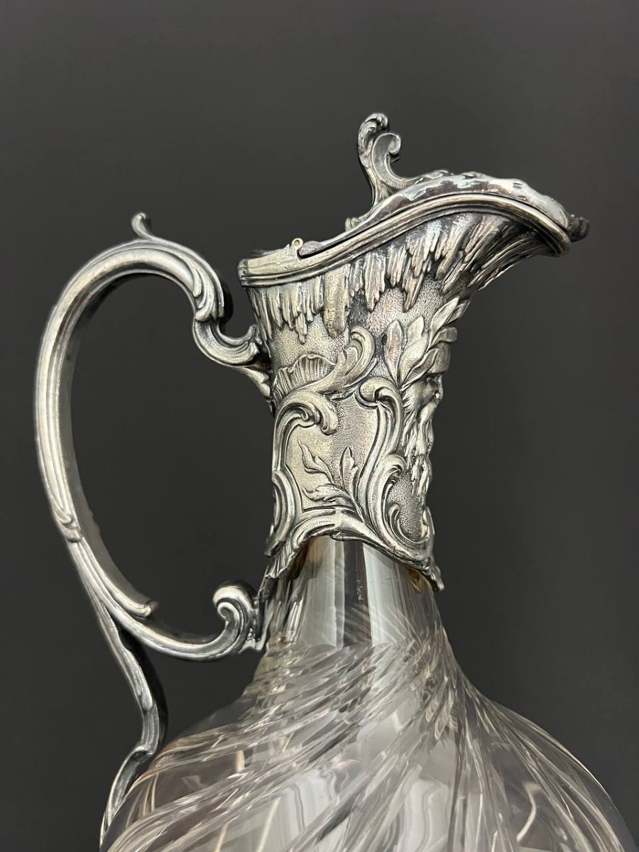 Rocaille-style Crystal And Silver-plated Bronze Ewer – Victor Saglier-photo-2