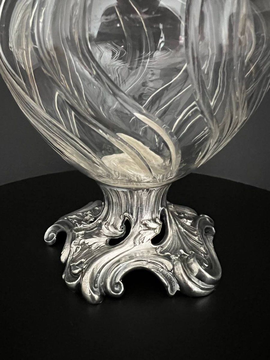 Rocaille-style Crystal And Silver-plated Bronze Ewer – Victor Saglier-photo-3