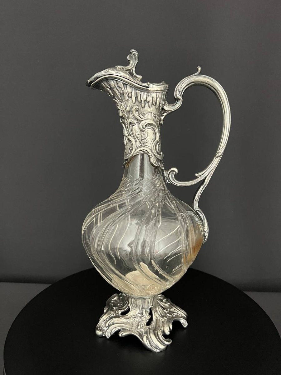 Rocaille-style Crystal And Silver-plated Bronze Ewer – Victor Saglier-photo-4