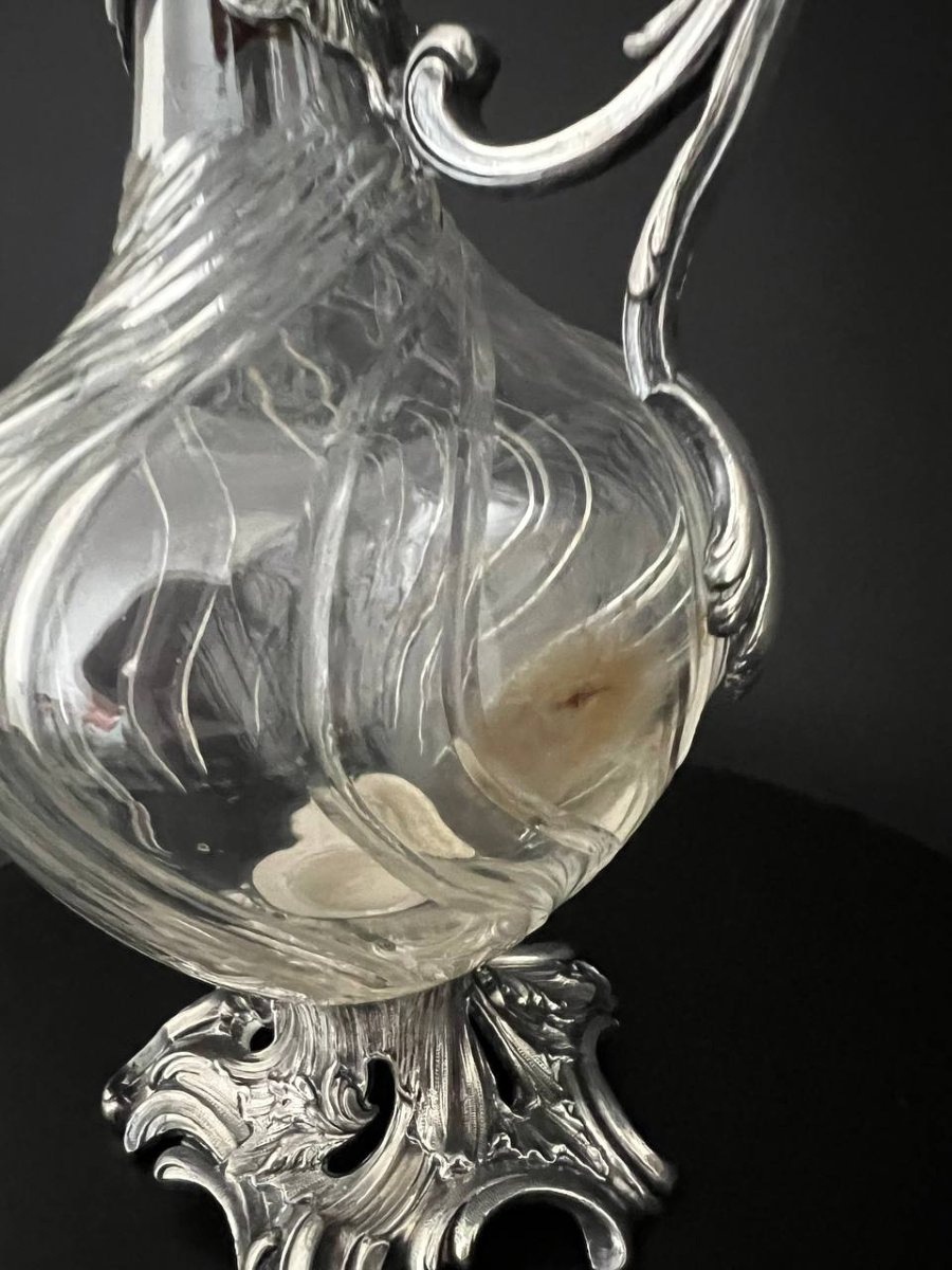 Rocaille-style Crystal And Silver-plated Bronze Ewer – Victor Saglier-photo-2